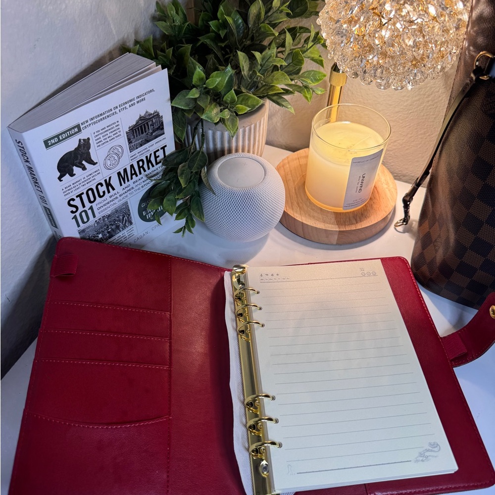 Checkered Brown and Black A5 Planner Cover with Red Interior and Snap Closure. - Picture 2 of 6